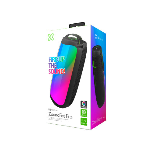 Bocina Portátil Klip Xtreme ZoundFire Pro KBS-350BK LED Bluetooth/Aux 3.5mm TWS 16W IPX6 Batería 3.7V 3000 mAh