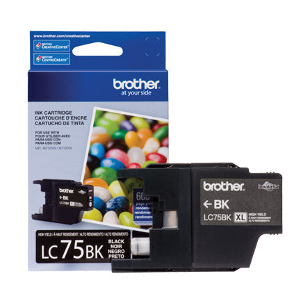 Tinta Brother LC75BK Rendimiento 600 Páginas MFCJ6710 Color Negro