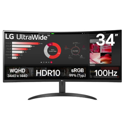 Monitor LG 34" Curvo UltraWide QHD VA 3440x1440 100Hz HDMI DP 1 year de garantia