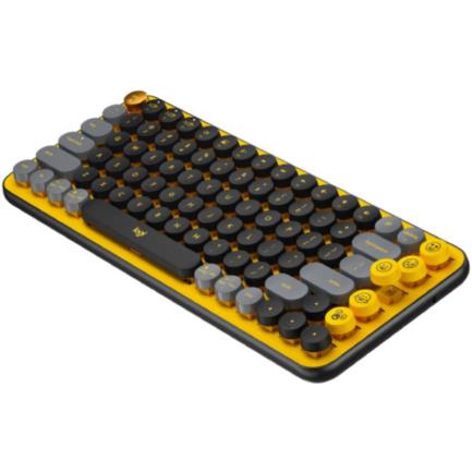 Teclado Logitech POP KEYS Inalámbrico con Función Emojis Personalizables Blast Color Amarillo-Negro