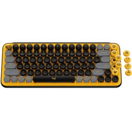 Teclado Logitech POP KEYS Inalámbrico con Función Emojis Personalizables Blast Color Amarillo-Negro