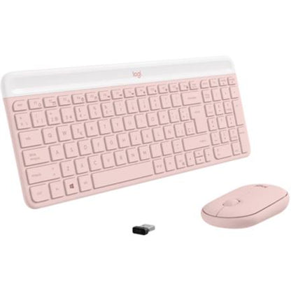 Teclado y Mouse Logitech MK470 Inalámbrico Nano Receptor USB Color Rosa