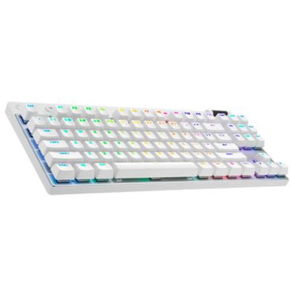 Teclado Logitech Pro X TKL Inalámbrico Iluminación RGB Recargable USB-A a USB-C Color Blanco