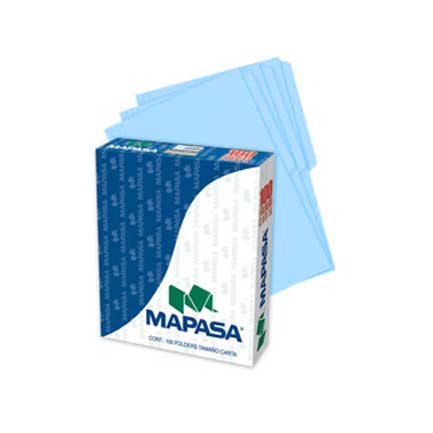 FOLDERS MAPASA AZUL CARTA C/100