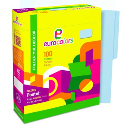 Folder Mapasa Carta Multicolor Color Azul Pastel Pqte 100F