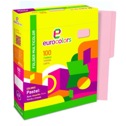 Folder Mapasa Carta Multicolor Color Rosa Pastel Pqte 100F