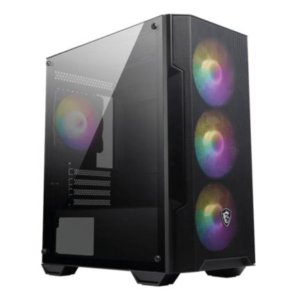 Gabinete Gamer MSI MAG FORGE M100A Mid Tower mATX ITX 4xFan RGB Cristal Templado Color Negro