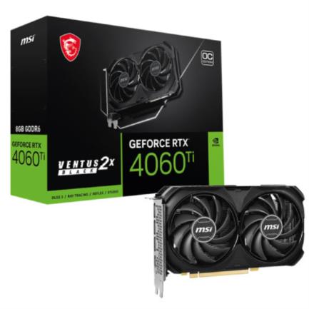 Tarjeta de Video MSI Ventus Black GeForce RTX4060TI OC 8GB Dual Fan GDDR6 PCIe 4.0 1xHDMI 3xDP