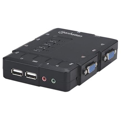 SWITCH KVM 4 PTOS USB Y 4PTOS VGA 3.5MM 1600X900 CON JUEGO CABLES