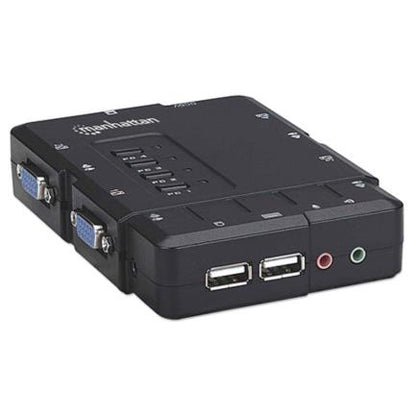 SWITCH KVM 4 PTOS USB Y 4PTOS VGA 3.5MM 1600X900 CON JUEGO CABLES