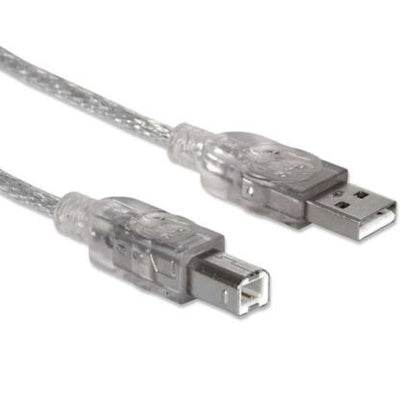 Cable Manhattan USB B Alta Velocidad 2.0 A-B 3m Color Plata