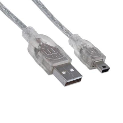 CABLE USB V2.0 A-MINI B 1.8M PLATA