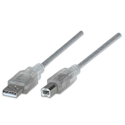 Cable Manhattan USB A-B 2.0 Alta Velocidad 4.5m Color Plata