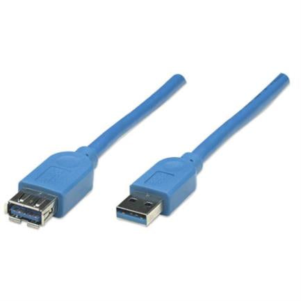 Cable Manhattan Extensión USB-A 3.0 Súper Velocidad 2m Color Azul