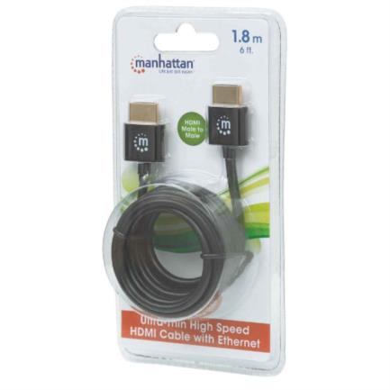 CABLE HDMI ULTRADELGADO 1.8M ETHERNET 3D 4K M-M VELOCIDAD 2.0