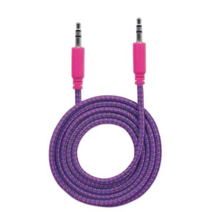 CABLE ESTEREO A IPOD M-M 1.0M TEXTIL MORADO/ROSA.