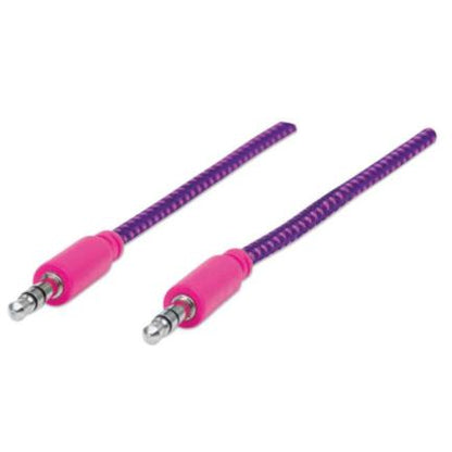 CABLE ESTEREO A IPOD M-M 1.0M TEXTIL MORADO/ROSA.