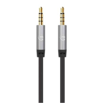 Cable Manhattan Auxiliar Audio Estéreo 3.5mm 5m Color Negro-Plata