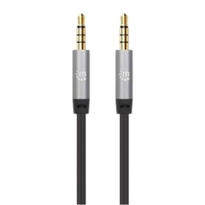 Cable Manhattan Auxiliar Audio Estéreo 3.5mm 5m Color Negro-Plata