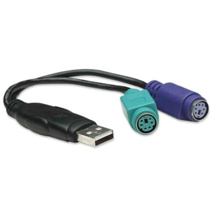 ADAPTADOR CONVERTIDOR USB A PS2 PS/2 2 PUERTOS TECLADO Y MOUSE