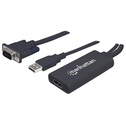 Convertidor Manhattan Video SVGA+Audio USB a HDMI Color Negro