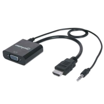 CABLE ADAPTADOR CONVERTIDOR HDMI A VGA AUDIO 3.5MM 1080P M-H