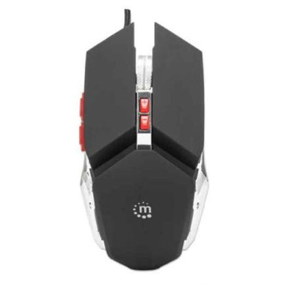 Mouse Manhattan Gaming Óptico LED 3200 dpi 7 Botones Color Negro-Plata