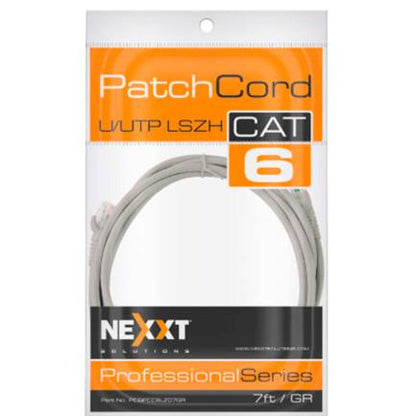 Cable de Conexión Red Nexxt Solutions U/UTP Cat6 2.10m LSZ2H Compuesto sin Halogeno de Baja Toxicidad Color Gris