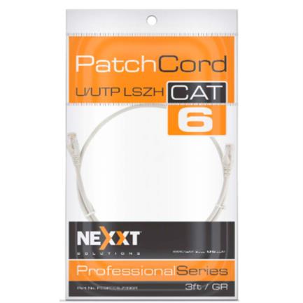 Cable de Conexión Red Nexxt Solutions U/UTP Cat6A 90cm LSZH Compuesto sin Halogeno de Baja Toxicidad Color Gris