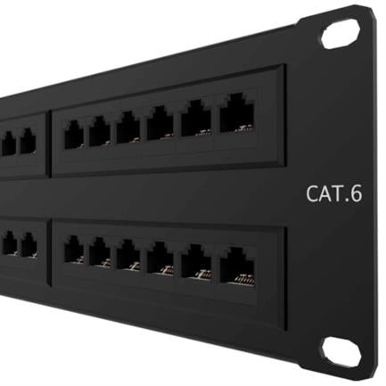 Panel de Conexión Red Nexxt Solutions para Rack Cat6 48 Puertos Pre-configurado Sin Blindaje Tipo 110 Esmalte Negro