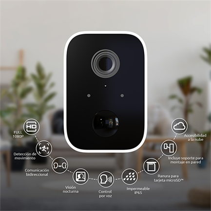 Cámara de Vigilancia Inteligente Nexxt Home NHC-O640 para Exterior e Interior WiFi con Batería Inalámbrica Blanca