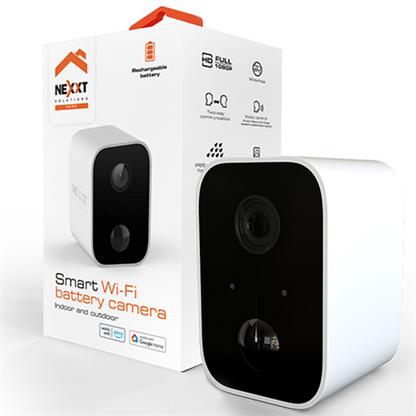 Cámara de Vigilancia Inteligente Nexxt Home NHC-O640 para Exterior e Interior WiFi con Batería Inalámbrica Blanca