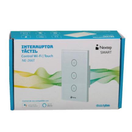 Interruptor Nextep Smart de Luz Pared Táctil Triple Control Wi-Fi