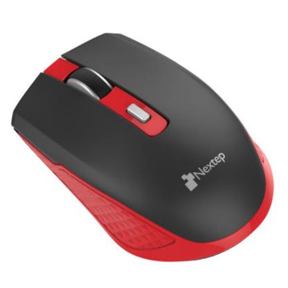 Mouse Nextep Inalámbrico Recargable Switch Encendido 1600 dpi Color Negro-Rojo