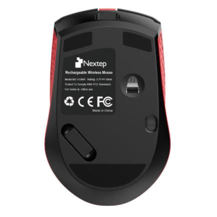 Mouse Nextep Inalámbrico Recargable Switch Encendido 1600 dpi Color Negro-Rojo