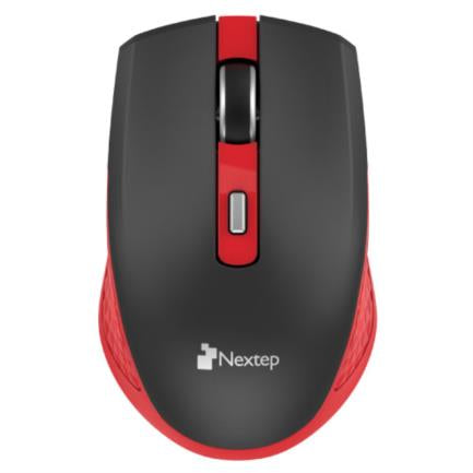 Mouse Nextep Inalámbrico Recargable Switch Encendido 1600 dpi Color Negro-Rojo