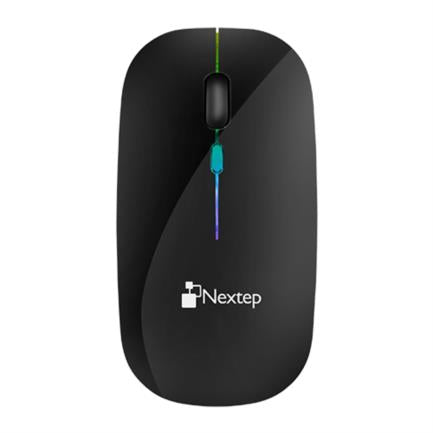 Mouse Nextep Inalámbrico Recargable Delgado/Silencioso RGB 1600 dpi Color Negro