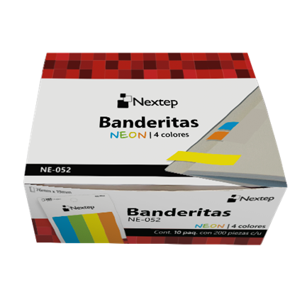 Banderitas Nextep Neon 4 Colores 200 Piezas c/10 Estuches