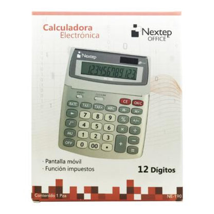 Calculadora Nextep 12 Dígitos Escritorio Función Impuestos Solar/Batería