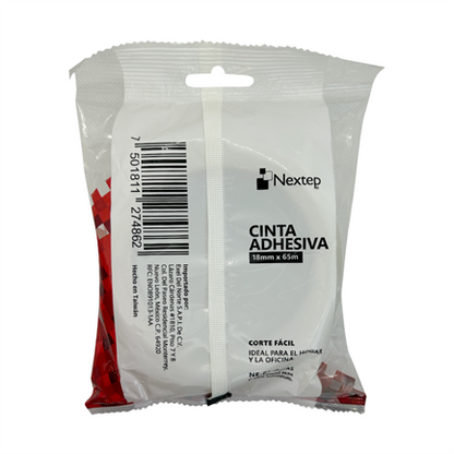 Cinta Adhesiva Corte Facil Nextep 18 mm x 65 mts Bolsa c/2 Piezas