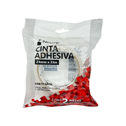 Cinta Adhesiva Corte Facil Nextep 24 mm x 33 mts Bolsa c/2 Piezas