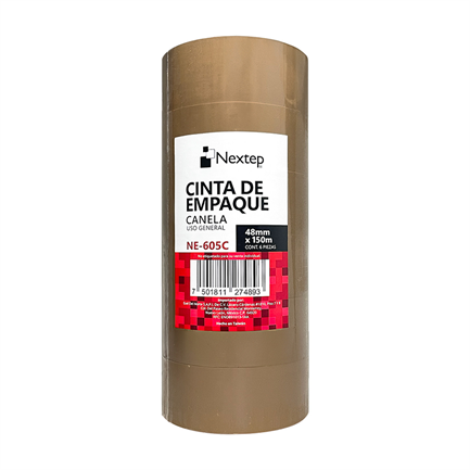 Cinta Empaque Canela Uso General Nextep 48 mm x 150 mts c/6