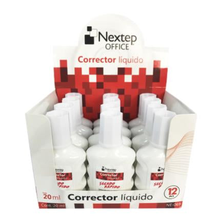 Corrector Líquido Nextep Botella 20ml C/12 Piezas