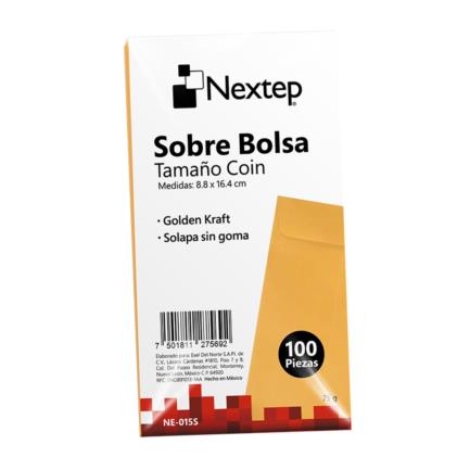 Sobre Bolsa Economico Nextep Tamaño Coin 5 Solapa Sin Goma Paquete c/100