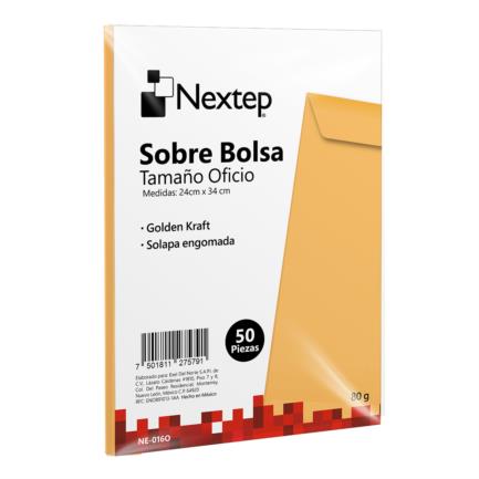 Sobre Bolsa Económico Nextep Tamaño Oficio Solapa Engomada Paquete c/50