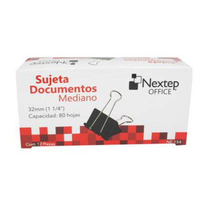 Sujeta Documentos Nextep Mediano 32mm (1 1/4") 12 Pzas