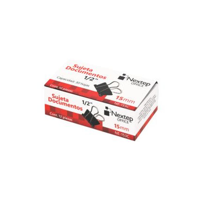 Sujeta documentos Nextep mini 15mm (1/2") 12 pzs