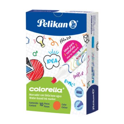 Marcador Pelikan Colorella Tinta Base Agua Color Naranja C/10 Pzas