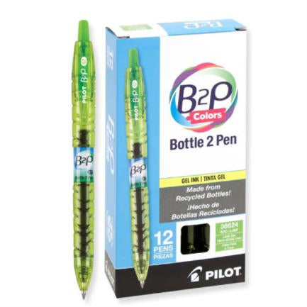 Bolígrafo Pilot B2P Colors Gel 0.7mm Color Verde Caja C/12 Pzas