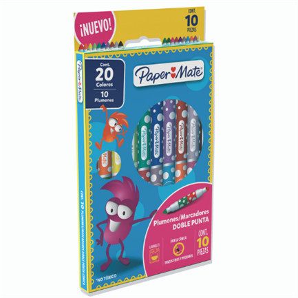 Plumones Papermate Doble Punta Colores Surtidos C/10x20